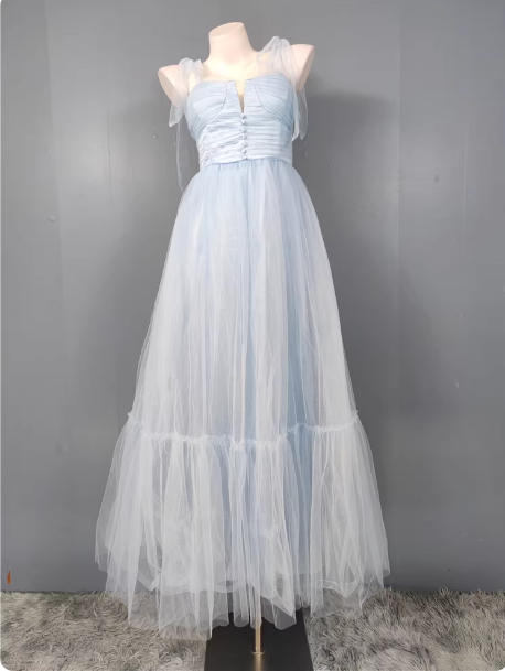 Sweet Green A-Line Tulle Long Prom Dresses Evening Dresses Bridesmaid Dresses