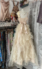 Sweet Light Yellow A-Line Spaghetti Straps Tulle Layered Prom Dress Beaded Sequin Birthday Dress