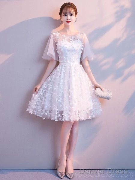 Sweet Off White Lace Cheap Homecoming Dresses