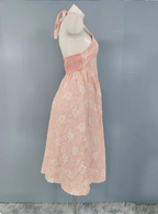 Sweet Pink A-Line Halter V-Neck Jacquard Prom Dresses