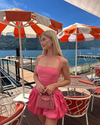 Sweet Pink Halter Neck Flower Bud Skirt 17Th Birthday Homecoming Dresses