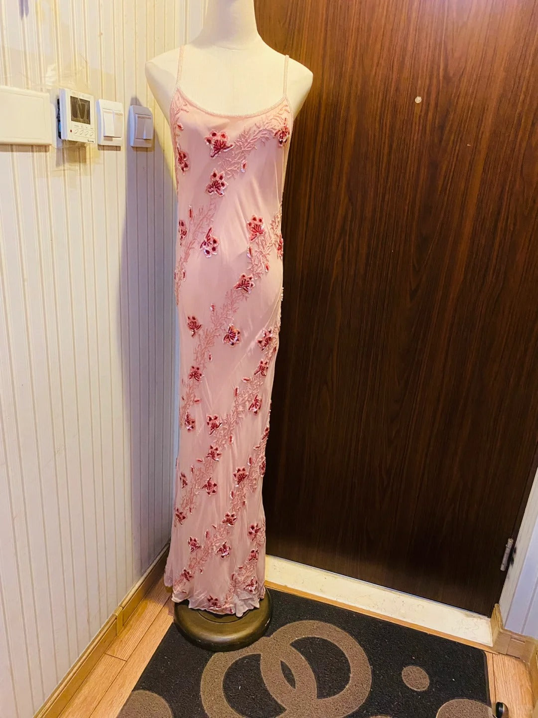 Sweet Pink Sequined Beaded Halter Chiffon Long Prom Dresses Evening Dresses Secondary image