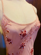 Sweet Pink Sequined Beaded Halter Chiffon Long Prom Dresses Evening Dresses