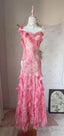 Sweet Pink Spaghetti Strap Sheath Vintage Chiffon Sequined Ball Dress Birthday Prom Dresses