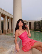 Sweet Pink Tube Top Flower Bud 17Th Birthday Homecoming Dresses