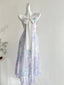 Sweet Purple And Blue Gradient A-Line Suspender Bow Chiffon Long Prom Dresses Evening Dresses