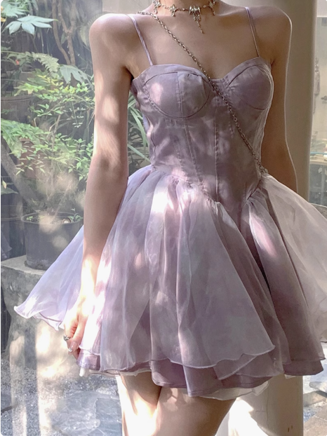 Sweet Purple Princess Puffy Strapless Homecoming Dresses
