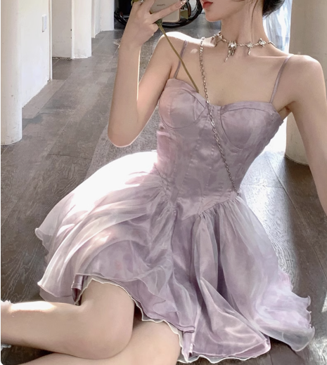 Sweet Purple Princess Puffy Strapless Homecoming Dresses Main image