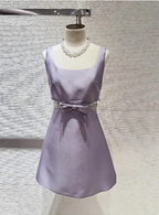 Sweet Purple Square Neck Bow Waist 17Th Birthday Homecoming Dresses
