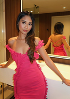 Sweet Ruffled Low-Cut Pink Backless Birthday Short Skirt Homecoming Dresses