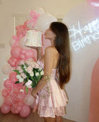 Sweet Satin Tube Top Herringbone Pink Dark Pattern A-Line 17Th Birthday Homecoming Dresses