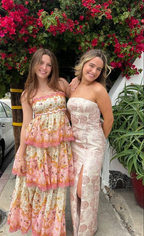 Sweet Straps Tiered A-Line Long Prom Dresses
