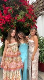 Sweet Straps Tiered A-Line Long Prom Dresses