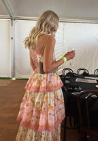 Sweet Straps Tiered A-Line Long Prom Dresses