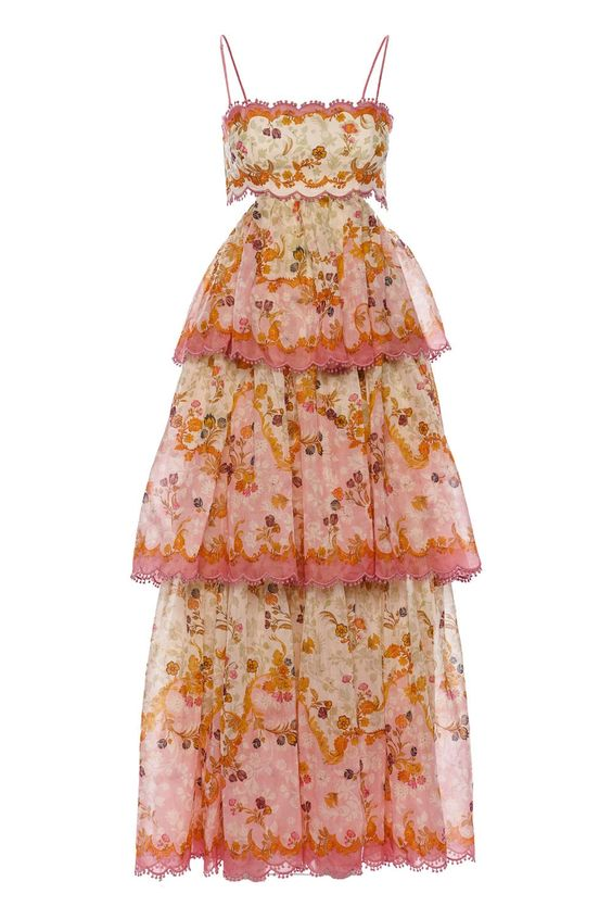 Sweet Straps Tiered A-Line Long Prom Dresses