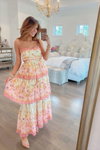 Sweet Straps Tiered A-Line Long Prom Dresses