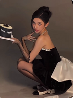 Sweet Tube Top Black Velvet Bow 19Th Birthday Homecoming Dresses