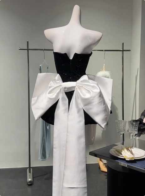 Sweet Tube Top Black Velvet Bow 19Th Birthday Homecoming Dresses