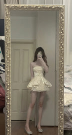Sweet Tube Top Bow Lace Waist Mini 17Th Birthday Homecoming Dresses