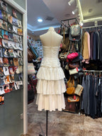 Sweet White A-Line Strapless Pleated Satin Prom Dresses Evening Dresses