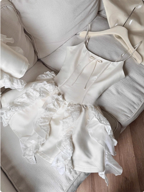 Sweet White Bow Satin Lace Ruffled 17Th Birthday Homecoming Dresses Secondary image