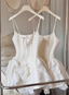 Sweet White Bow Satin Lace Ruffled 17Th Birthday Homecoming Dresses