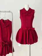 Sweet Burgundy Lapel Bow Bud Mini 17Th Birthday Dresses Homecoming Dresses