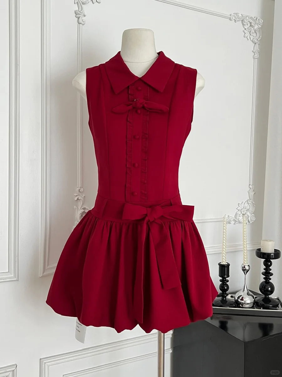 Sweet Burgundy Lapel Bow Bud Mini 17Th Birthday Dresses Homecoming Dresses