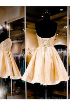 Sweetheart A Line Knee Length Satin Homecoming Dresses With Beading