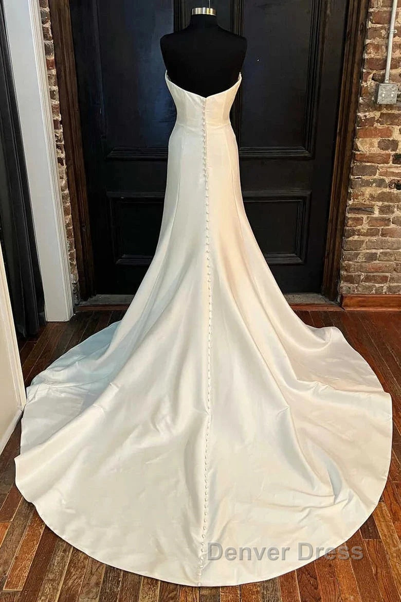 Sweetheart A-Line Long Wedding Dresses