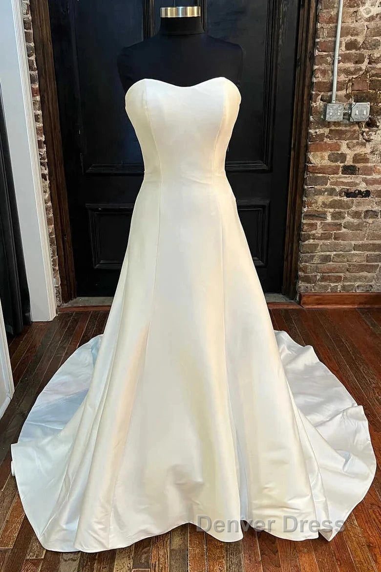 Sweetheart A Line Long Wedding Dresses