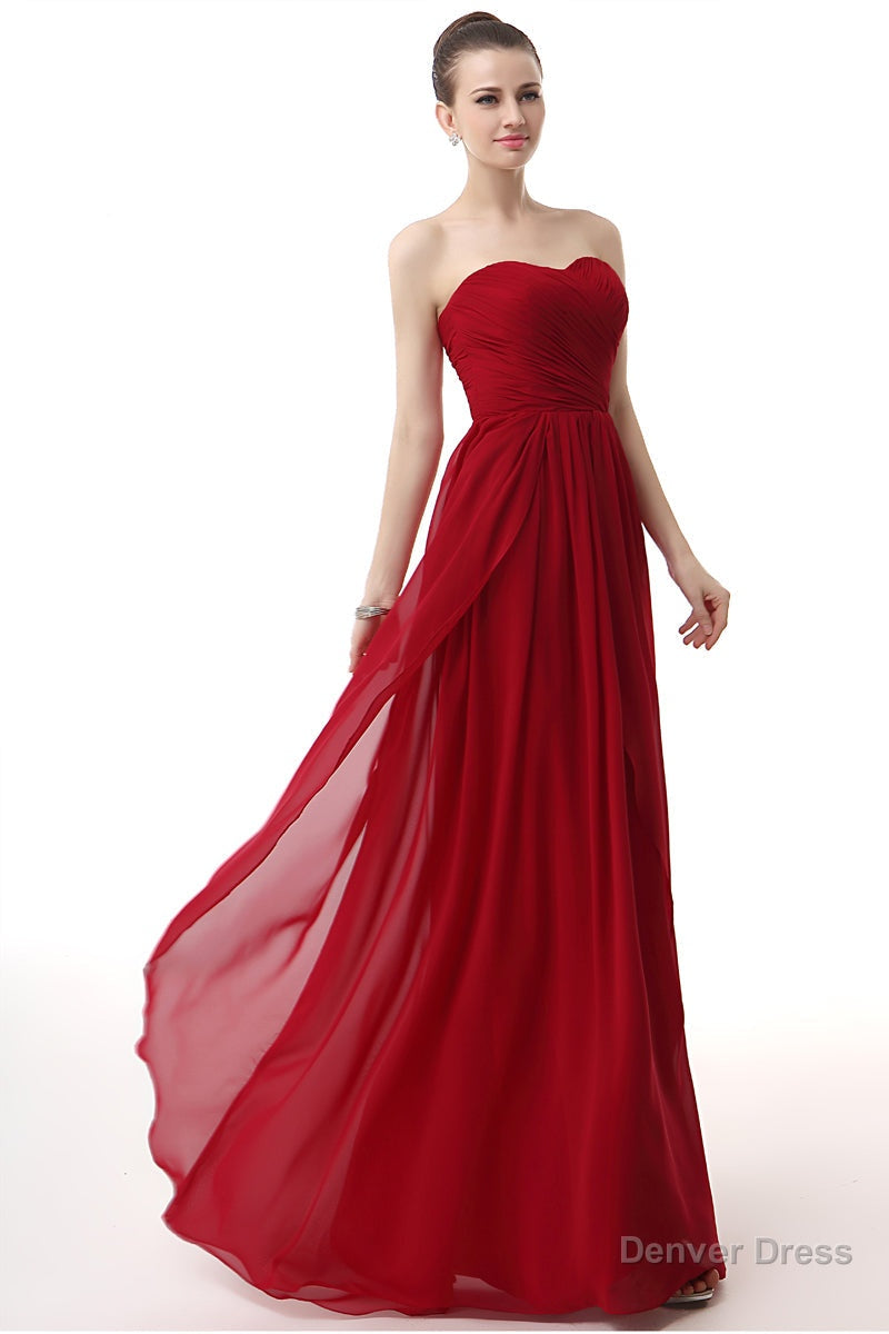 Sweetheart A Line Ruched Chiffon Long Prom Dresses