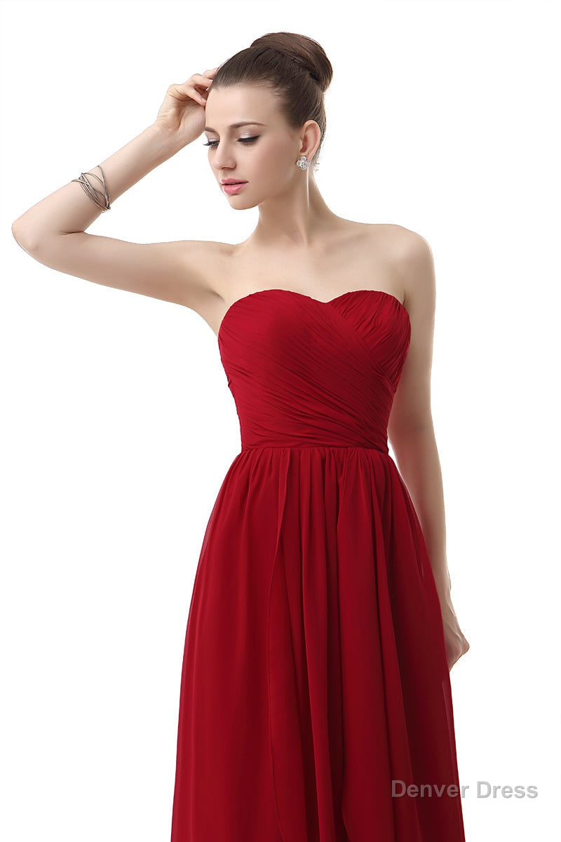 Sweetheart A Line Ruched Chiffon Long Prom Dresses