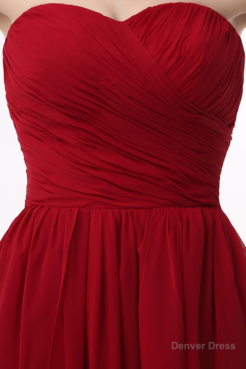 Sweetheart A-line Ruched Chiffon Long Prom Dresses