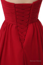 Sweetheart A Line Ruched Chiffon Long Prom Dresses