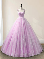 Sweetheart A-Line Tulle Long Prom Dresses Sleeveless Quinceanera Dresses