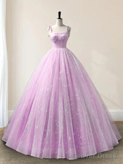 Sweetheart A-Line Tulle Long Prom Dress Sleeveless Quinceanera Dresses