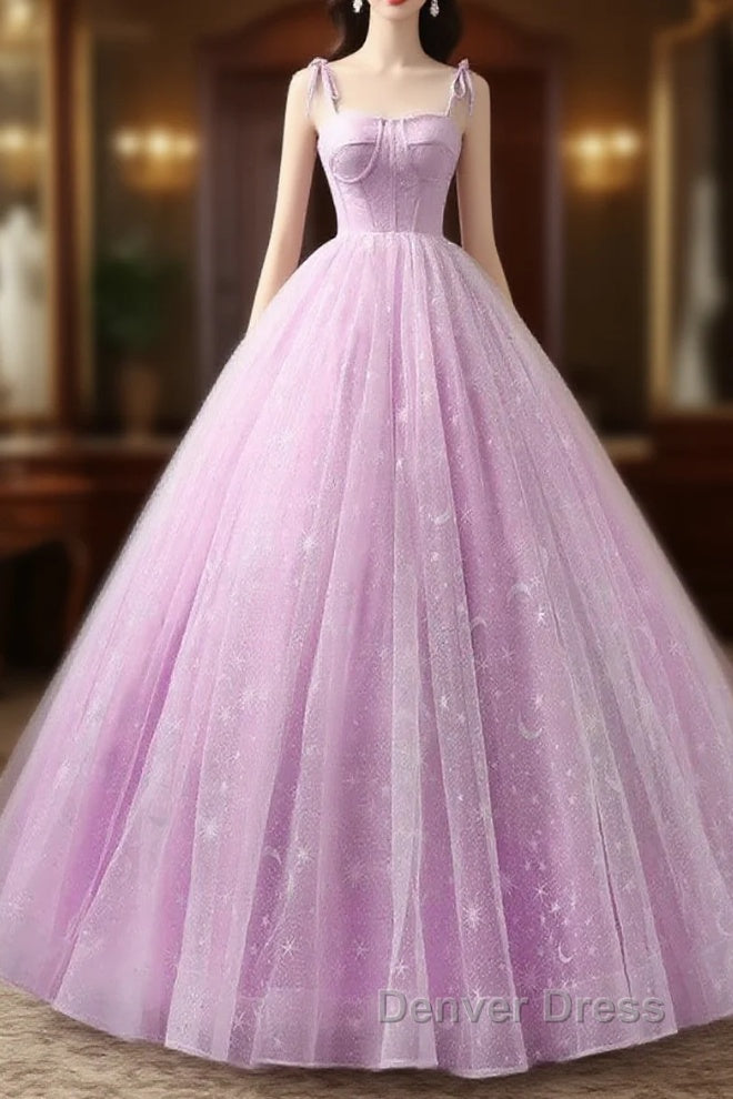 Sweetheart A-Line Tulle Long Prom Dresses Sleeveless Quinceanera Dresses Main image
