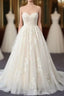 Sweetheart Backless Long Wedding Dresses Tulle With Lace Appliques