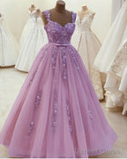 Sweetheart Ball Gowns Prom Dresses 3D Lace Flowers Straps