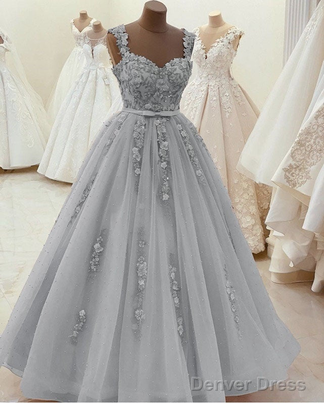 Sweetheart Ball Gowns Prom Dresses 3D Lace Flowers Straps