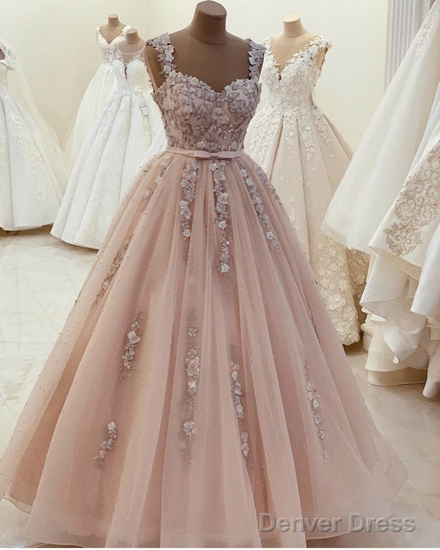 Sweetheart Ball Gowns Prom Dresses 3D Lace Flowers Straps Main image