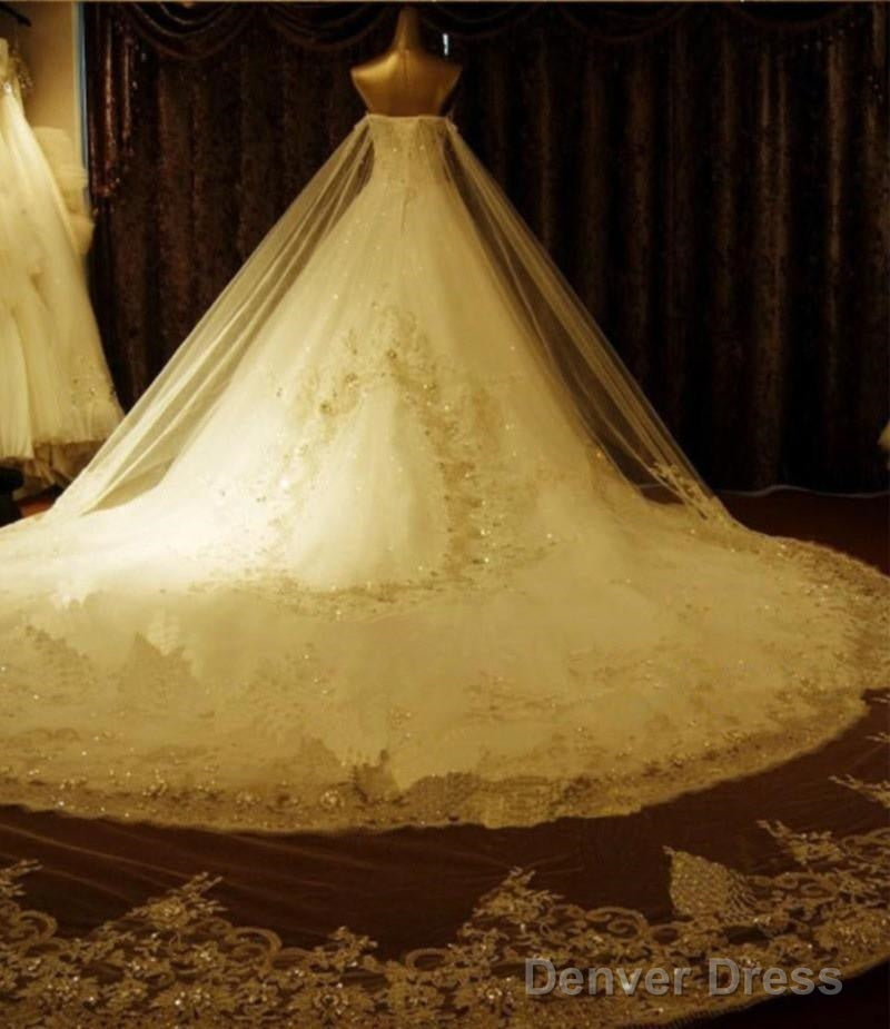 Sweetheart Ball Gowns Watteau Train Wedding Dresses With Appliques Beading