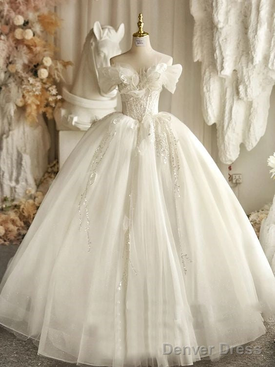 Sweetheart Ball Gown Wedding Dresses  Appliques Flowers Vintage Lace Bride Gowns Prom Dress Main image