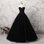 Sweetheart Black Crystals Prom Dresses Strapless Ball Gown Wedding Dresses