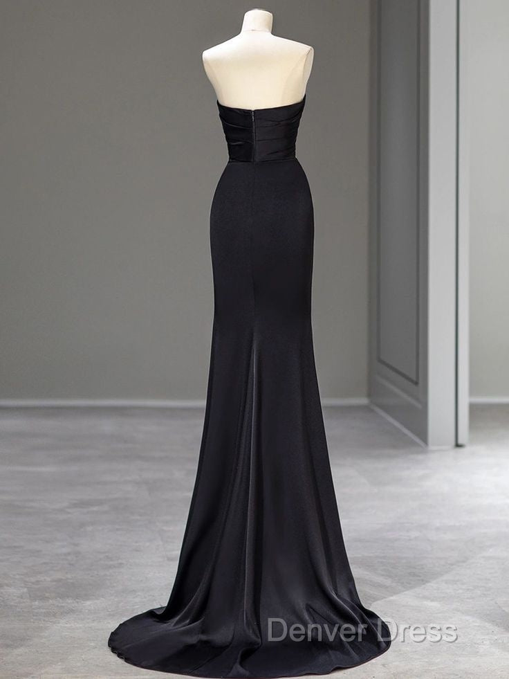Sweetheart Black Mermaid Evening Dresses Strapless Long Prom Dresses Secondary image