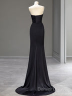 Sweetheart Black Mermaid Evening Dresses Strapless Long Prom Dresses