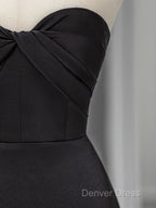 Sweetheart Black Mermaid Evening Dresses Strapless Long Prom Dresses