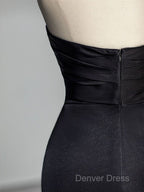 Sweetheart Black Mermaid Evening Dresses Strapless Long Prom Dresses