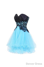 Sweetheart Bridesmaid Short Prom Dress Blue Homecoming Dresses